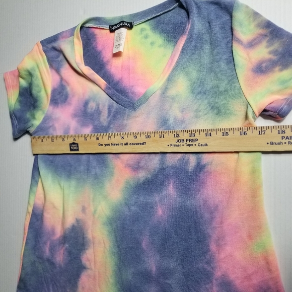 NWOT HEIMISH USA WOMEN'S TIE DYE V-NECK BLOUSE SIZE SMALL - Picture 6 of 9